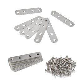 20 Packs Metal Brackets for Wood, Stainless Steel Flat Brackets, Straight Bracket with Screws, 4 Holes Metal Joining Plates, Flat Straight Brackets Sleeper Brackets for Wood Furniture Connect Repair