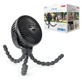reer CoolAir Mini Universal Fan, Flexible Fan for Prams, Cot & Home, Quiet Operation, 3 Speed Levels, USB-C Black