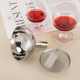 Potchen 4 Pcs Wine Aerator Shower Funnel with Mesh Sediment Strainer Stainless Steel Aerating Decanter Funnel with Filter Sieve and Brushes for Christmas Wine Lover Gift