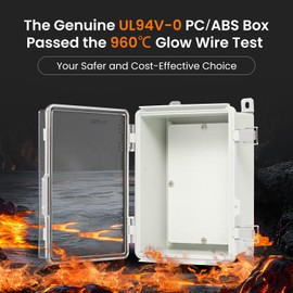 QILIPSU UL94-V0 Outdoor Electrical Box 8.3"x6.3"x3.9" Waterproof Junction Box Weatherproof PC/ABS Alloy Plastic IP66 Project Electric Enclosure Clear Hinged Door