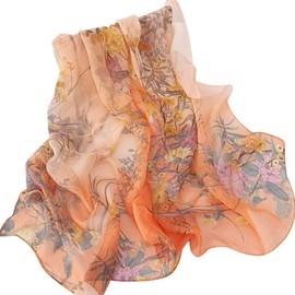 FAIRYGATE Lightweight Scarves Orange Scarfs for Women Sale Chiffon Scarf Wrap Neckerchief for Ladies all Year Round 160 * 50cm 51029