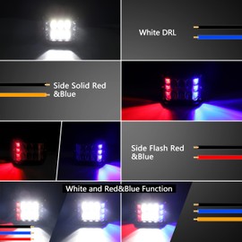 HOYUZA - Luces LED de 4 pulgadas, luces LED de disparo lateral con cubos LED estroboscópicos de doble color rojo y azul para granja, tractor, arado, camión, ATV, UTV 4x4