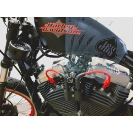 JBSporty ♤ Harley Sportster Coil & Ignition Relocation w/ RED 8mm TAYLOR Wires!