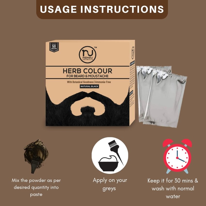 Reneu Herbals Herbal Beard & Moustache Hair Colour | Beard