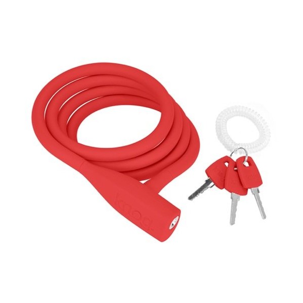 KNOG Party Coil Cable Key Lock, Light Red, 10mm x 1.35m
