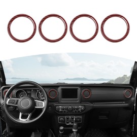 RT-TCZ for Jeep JL Dash Air AC Vents Cover Trim Ring Red Carbon Fiber for Jeep Wrangler JL JLU Gladiator JT 2018-2023 Red Carbon Fiber Interior Accessories 4pcs