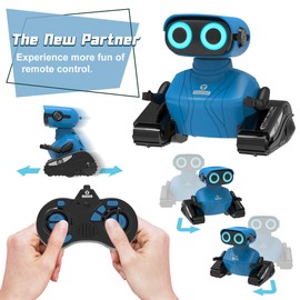 REMOKING Robot Toys for Boys,Remote Control Robotics with LED Eyes & Flexible Arms,Dance & Sounds,Toys for 3-8 Year Old Kids,Children Educational Birthday Gifts (Blue)