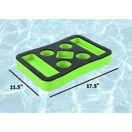 Polar Whale Floating Spa Hot Tub Bar Drink and Food Table Green and Black Refreshment Tray for Pool or Beach Party Float Lounge Durable Foam 7 Compartment