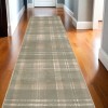 Homeroots 10' Olive Green and Ivory Plaid Runner Rug