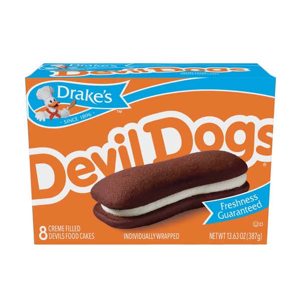 Drake's Devil Dogs, 32 Individually Wrapped Devils Food Cakes (Pack of 4)