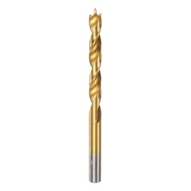 HARFINGTON Brad Point Drill Bit 7.5mm(19/64") Dia Straight Round Shank Drill Metric Brad Point Spiral Twist Drill Bits for Carpenter Woodworking Plastic Rubber, Golden