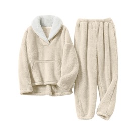 COZYPOIN Women's Fluffy Pajamas Set 2 Piece Soft Fleece Pjs Pullover Pants Loose Plush Sleepwear Warm Fuzzy Loungewear