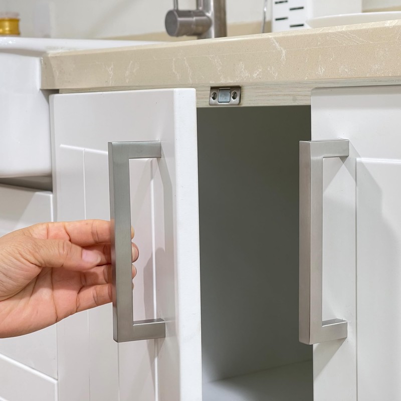 Redunest Cabinet Pulls Brushed Nickel Cabinet Handles Square Drawer Pulls,