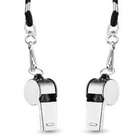 TK Gruppe Timo Klingler Set of 2 Stainless Steel Whistles with Band - Whistle for Referees and Officials - Whistle - Referee Whistle for Children & Sports Lessons