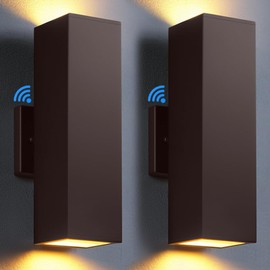 SHIMR Dusk to Dawn Outdoor Lighting 2 Pack, Modern Exterior Lighting Fixtures with Oil Rubbed Bronze Finish, Square Up Down Lights Outdoor for House Patio Garage [ETL Listed]