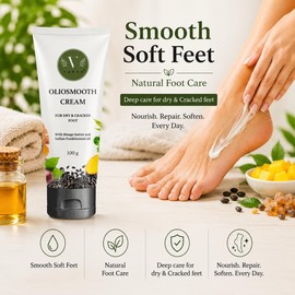 Oliosmooth Ayurvedic Foot Cream for Dry & Cracked Feet | Mango & Kokum Butter Foot Repair Balm | Deep Moisturising Cream with Frankincense, Myrrh, Sesame & Castor Oils | 100 g