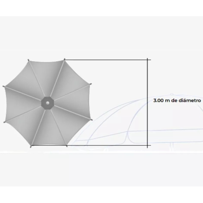 Macoll Sombrilla Playa Metalica Plegable Con Funda 3mts Diametro