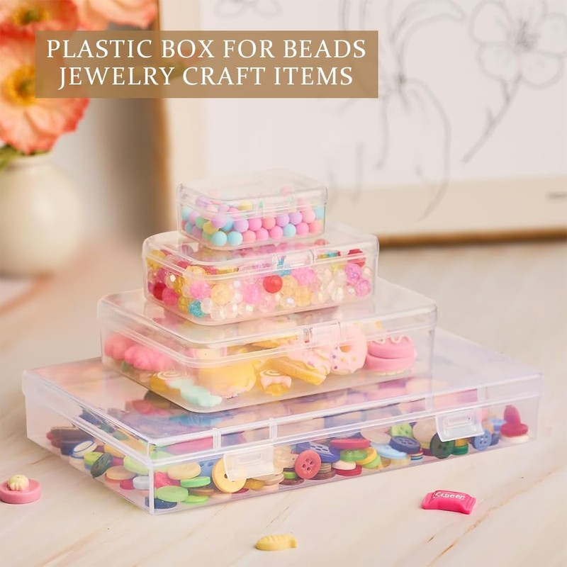 Lighterday Rectangular Plastic Box with Lids in Mixed Sizes, Pack