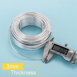 Ornazy 82 Feet Round Aluminum Wire Roll 9 Gauge Bendable Metal Craft Wire for Jewelry Making Crafting Wrapping