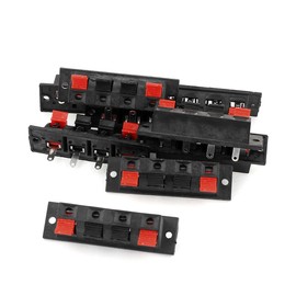 sourcing map 10 Pcs 4 Way Push Connector Plate Stereo Speaker Terminal Strip Block