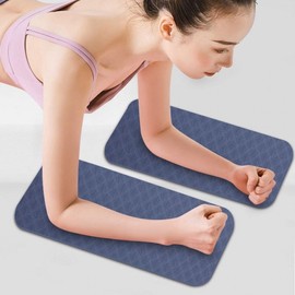 Mini TPE 10MM Non-Slip Home Training Yoga Fitness Auxiliary Mat Pad (2-Pack) Yoga Pad 10mm - Blue 2-Pack