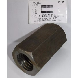 AMERICANINTEGRATEDSUPPLY.COM 1-3/8-6 1-7/8" HEX X 3-3/8 LONG HEX COUPLING NUTS STEEL PLAIN (2)