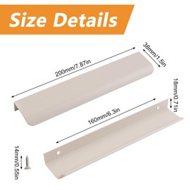 MOROBOR Finger Edge Pull, 8pcs Concealed Handle Modern Style Drawer Handle, Curved Aluminum Alloy Invisible Handle Wardrobe Handle for Cabinet Hardware Drawer, 200mm/Cashmere Gray