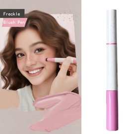 Hfpengzan Blush Freckle Pen, 2in1 Light Brown Faux Freckle Stamp Pen, Soft Dot Sopt Pen Pink Blush for Natural Effortless Sunkissed Makeup, Waterproof Longlasting Fake Freck Tint Marker Pen