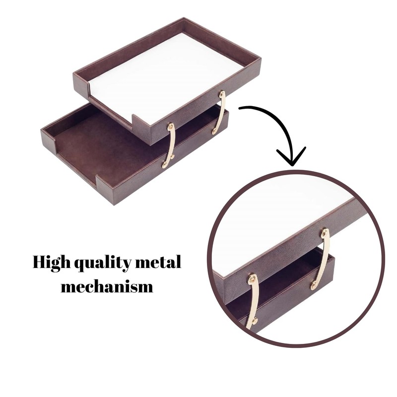 Leather Document Tray Double-Desk Organizer-Office Accessories-Desk Accessories-Office Supplies-Office Organizer -