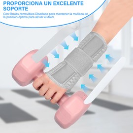 Muñequera De Soporte, Muñequera Ajustable Con 2 Soportes, Soporte Ligero Y Transpirable, para el dolor, el túnel carpiano, la artritis, la tendinitis, las fracturas, etc (Gris, Large（derecha19+CM）)