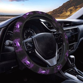 Foruidea Purple Skull Printed Car Steering Wheel Cover Neoprene Automotive Steering Wheel Cover Anti Slip and Sweat Absorption Auto Car Wrap Cover Fit Most Cars 15 Inch