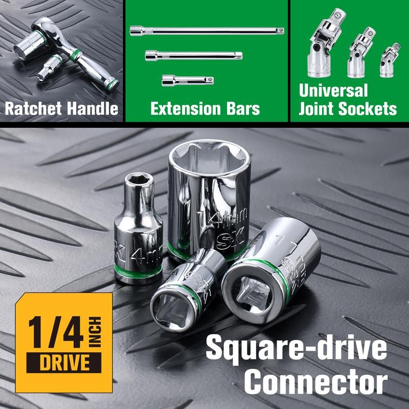 #LaborDay SK 1/4" Drive Socket Set, SuperKrome Finish, Premium CR-V