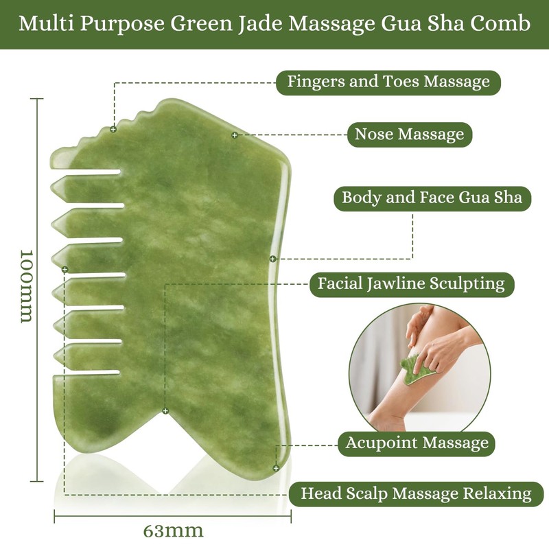 Multipurpose Jade Green Handmade Massage Comb Full Relaxing Massage Scalp