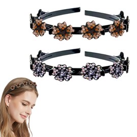SSyang 2 PCS Hair Hoop Double Bangs Hairstyle Hairpin, Hairpin Headbands Japanese and Korean Hair Band,Women's and Girls' Headwear Everyday Use Accessories(Champagne Color+Dark Purple,Snowflake)