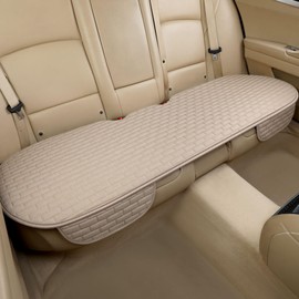 Beige Back Seat Cover, Rear Car Seat Cover for Cars Truck SUV,Seat Covers with Storage Pocket,Bottom Auto Seat Cushion Pad Mat for Most Vehicles-Beige,1 Pcs