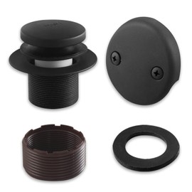 CalcMetal Tip Toe Bathtub Drain Trim Kit,Two Hole Overflow Plate with Two Matching Screws,Easy to Install, Matte Black