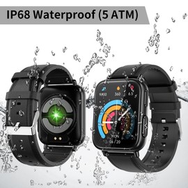 DigiKuber Smart Watch EKG, 1.91 Inch 240 x 286 Waterproof Smartwatch with ECG, Blood Pressure, SpO2, Heart Rate, Body Temperature, Messages and Call Reminder for Android iOS (Black, TPU 22mm)