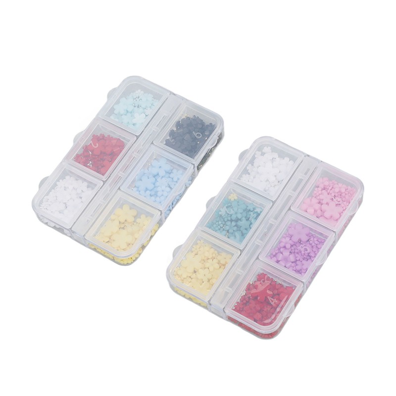 2 Boxes 12 Grids 3D Flower Nail Charms Resin DIY