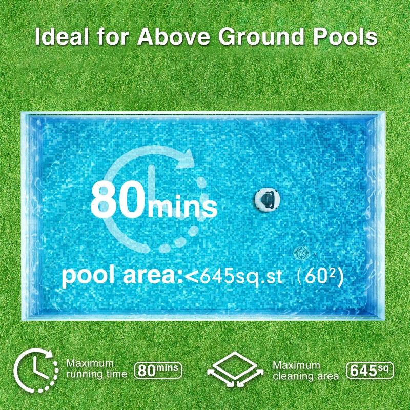 Winny Pool Robotic Cleaner Automatic Pool Vacuum for Above Ground