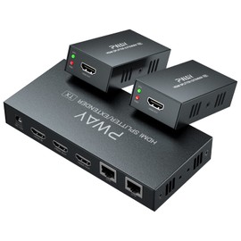 PW-HT226P2 1X2 1080P HDMI Extender Splitter Transmission 165ft(50m) By Cat5e / Cat6 / Cat7 3D EDID 1 Power Supply Support (1 IN 2 OUT)