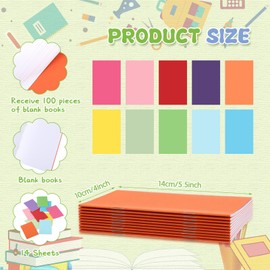 Kosiz 100 Pcs Colorful Blank Books Bulk Blank Books for Kids to Write Stories Mini Notebooks Hardcover Sketchbooks Journal for Drawing Writing