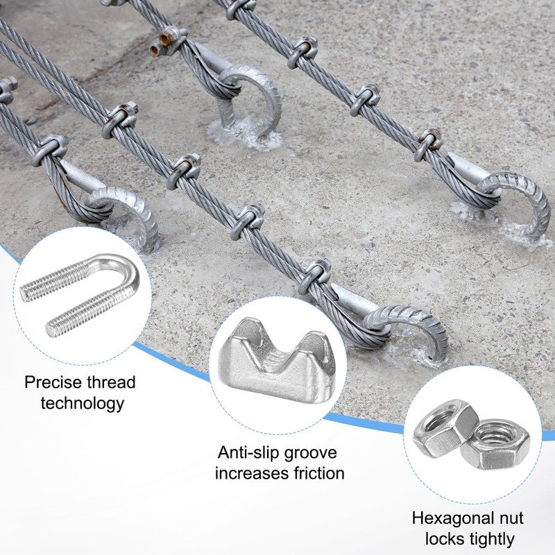 M METERXITY 8-Pack Cable Clamps, M4 Stainless Steel 4mm Wire