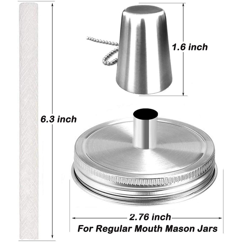 Mason Jar Tabletop Torch Kits,4 Pack Longlife Fiberglass Wicks,Stainless Steel