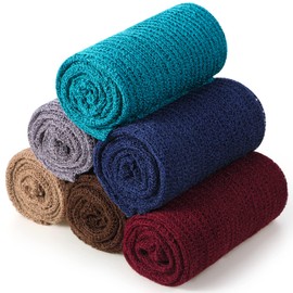 Tudomro 6 Pcs 15.8 x 59'' Newborn Baby Stretch Wraps Set 6 Colors Baby Photography Props Unisex Newborn Long Ripple Wrap Photo Blanket for Girl Boy Christmas DIY Photography(Dark Color)