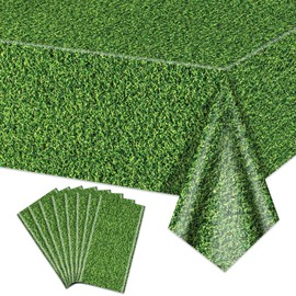 Hegbolke 8Pcs Green Grass Tablecloths, 86.6"x51.2" Rectangular Grass Field Table Covers for Jungle Woodland Golf Soccer Football Event Sports Party Supplies