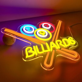Blecode Billiards Neon Sign for Wall Decor Bright Led Neon Light for Business Sign Billiards Led Lights for Billiards Lover Present Gym Bar Snooker Club Billiards Room Man Cave Size 13.8*11.4in(XD351)