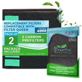 Breathe Naturally Replacement Filters Compatible with Filter Queen Defender 4000 Series Air Purifier - HEPA Filter - Carbon Activated Prefilters - 35.5"x7.25" (Pack of 2, Carbon Prefilters)