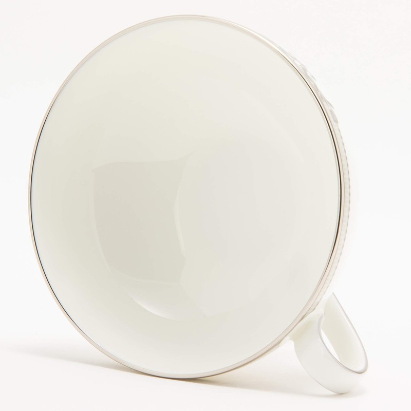 Narumi 51008-2508 Cup and Saucer, Thin Pearl Accent, Arabesque Platinum,