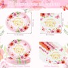 50Pcs Mothers Day Paper Plates and Napkins, Happy Mother's Day
