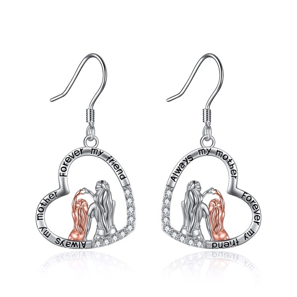 Mother and Daughter Earrings Hanging 925 Sterling Silver Gifts for